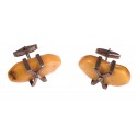 Antique yellow matt amber cufflinks