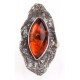 Silver ring with amber eye "Autumn's Leaf"