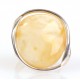 Silver ring with white, Baltic sea amber