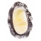 Amber - silver ring with white amber inlay