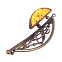 Brass brooch with amber "Charming Classics"