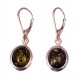 Silver earrings with amber "Hidden Thoughts"