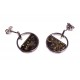 Round, forged silver earrings with amber