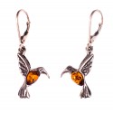 Silver - amber earrings "Hummingbird"