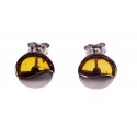 Amber - silver earrings "Yin - yang"