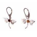 Amber - silver earrings "Dragonfly"