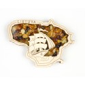 Wood magnet with amber  "Lietuva"