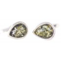 Silver cufflinks with green amber