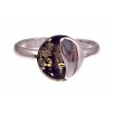 Silver - amber ring "The beds of moss"