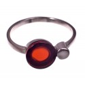 Amber silver ring "The red moon"