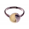 Amber - silver ring with polished white amber