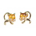 Amber - gold earrings "Kittens"