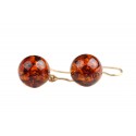 Round amber earrings with gold "Nostalgia"