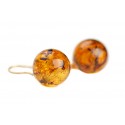 Amber - gold earrings "Lost sunshine rays"