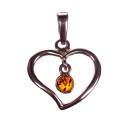 Silver - amber pendant "Heart"