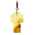 Amber pendant cross with inclusion