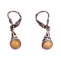 Silver - yellow amber earrings