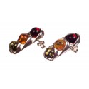 Silver earings with multicolor amber