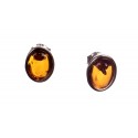 Silver - amber earrings with cognac amber