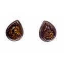 Silver earings with green amber