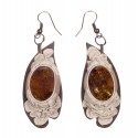 Amber - leather earrings "Cream clouds"