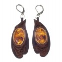 Amber - leather earrings "Chocolate fairy tale"