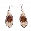 Amber - leather earrings "Moss featherbed"