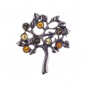 Silver - amber brooche "The tree"