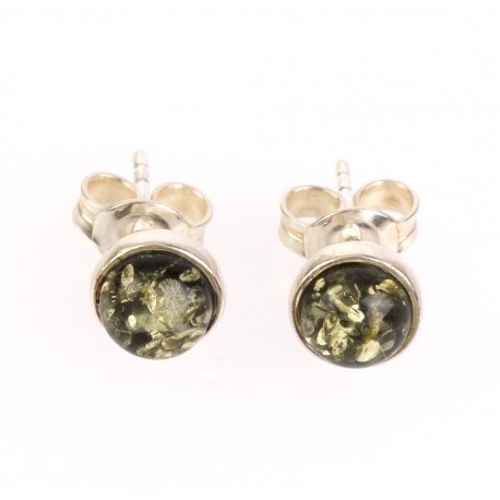 Silver earrings with amber "Green Lake"