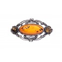 Silver - amber brooche