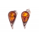Silver earrings with cognac amber