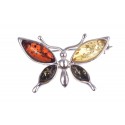 Silver-amber brooch "Butterfly"