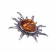 Silver brooch with amber "The Branch of a Chestnut Tree"