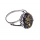 Amber-silver ring