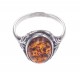 Silver ring with the sparkling, cognac-colour amber