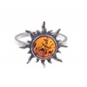 Silver - amber ring "The Sun"