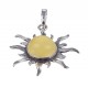 Silver pendant with amber "The Sun"
