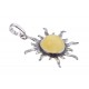Silver pendant with amber "The Sun"