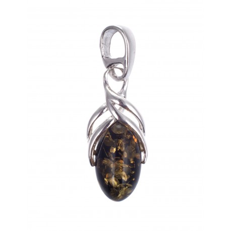 Silver pendant with green amber