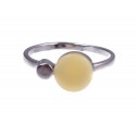 Silver ring with white amber