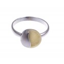 Silver ring with white, Baltic Sea amber