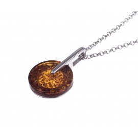 Silver necklace with cognac amber 