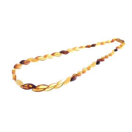 Necklace of cognac and lemon-color amber