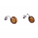 Silver earrings with cognac amber "Summer by the sea"