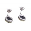 Amber - silver earrings "Green eyes"