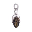 Silver pendant with green amber