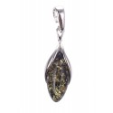 Silver pendant with green amber