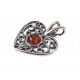 Amber-silver pendant "Heart"