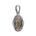 Silver pendant with green amber