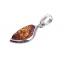 Silver pendant with amber "Soft waves"